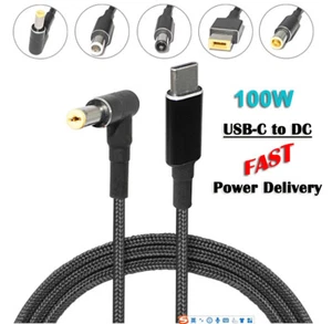 USB Type-C to DC 5.5*2.5mm 5.5*2.1mm Adapter Cable 100W PD Fast Charger Cord AU - Picture 1 of 9