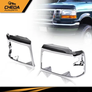 Chrome Headlight Headlamps Trim Bezel Set Fit For Ford Bronco F150 Pickup USA - Picture 1 of 8