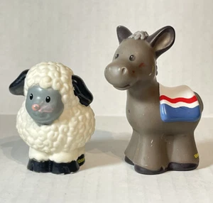 Fisher Price Little People Nativity Manger Replacement Donkey & White Sheep Lamb - Picture 1 of 3