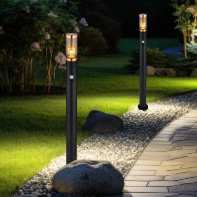 Stehleuchte Standlampe Außenleuchte Gartenlampe schwarz Bewegungsmelder 2er Set - Bild 1 von 4