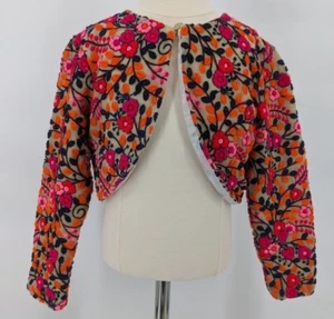 A.T.U.N. All Things Uber Nice Floral Embroidered Lined Jacket Coat Girl Size 4-5 - Picture 1 of 9