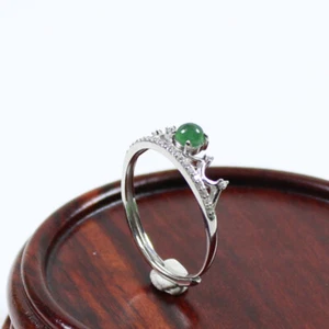 Anillo de jadeíta natural grado A Birmania verde certificado plata 925 ajustable 4481 - Imagen 1 de 11