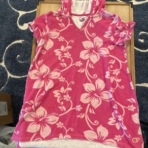 OP swimsuit Cover W/ Hood Sz Lg 10-12 Pink Floral Print - Picture 1 of 4