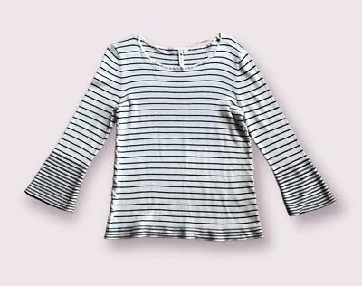 Camisa Suéter Cable & Calibre Top Talla Pequeña Manga Larga Campana Enrejado Lado Blanco Foto 1 de 4