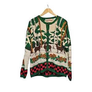RAR Vintage Strickjacke Bay Forest Woods Hirsch Hirsch Knopfleiste XL handgestrickt - Bild 1 von 6