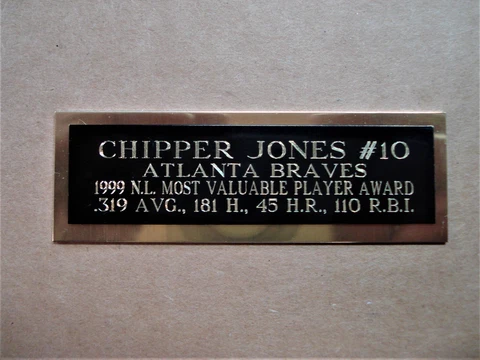 Chipper Jones 1999 NL MVP Award Baseball Card Plaque Nameplate 1" X 3" Cover