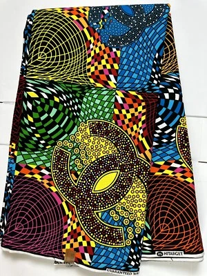Green African Fabric - Ankara - 100% Cotton Fabric  - Per Yard - Image 1 of 3