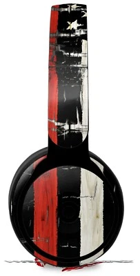 Skin for Beats Solo Pro Painted Faded and Cracked Red Line USA American Flag - Image 1 of 4