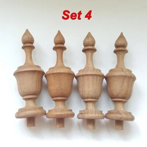 4 Pcsx 5" Teak Wood Finial Antique Furniture Clock Bed top Unpainted Home Decor. - Imagen 1 de 11
