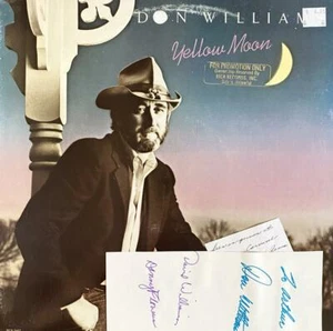 TARJETA AUTÓGRAFA FIRMADA A MANO POR DON WILLAMS CON ÁLBUM LP - "LUNA AMARILLA" - Imagen 1 de 2