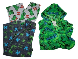2 Minecraft Pajama Pants Size 6 & 8 Minecraft Housecoat Boys Size 8 Medium - Picture 1 of 5