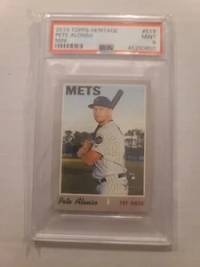 2019 Topps Heritage Pete Alonso RC #519 Mini Parallel 74/100 PSA 9 MINT NY Mets - Picture 1 of 2