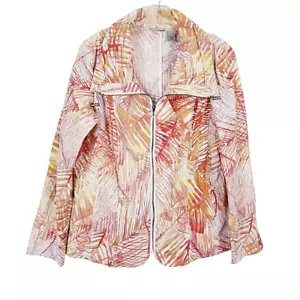 Giacca Chico's donna taglia 1 media (8/10) arancione bianca full zip davanti foglia di palma - Foto 1 di 12
