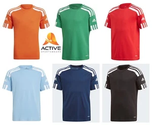 Adidas Kids Squadra 21 Football Shirts Short Sleeve Boys Soccer Tee T-Shirt - Picture 1 of 44