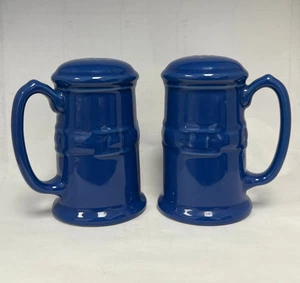 Longaberger Pottery Cornflower Blue Stove Top Farmers Salt Pepper Shakers  - Picture 1 of 9