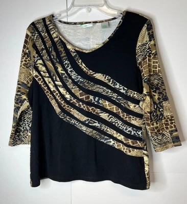 Laura Ashley женщин маленький животных печать Топ футболка 3/4 рукав эластичной новый с Ярлыками - Изображение 1 из 4