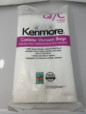 Bolsas de polvo de repuesto HEPA Kenmore 53292 tipo Q & C para aspiradora de bote Foto 1 de 3