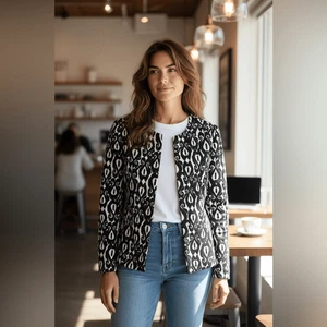 EUC Kasper Damen schwarz-weiß gefütterte Business Jacke Blazer-Größe 6 - Bild 1 von 6