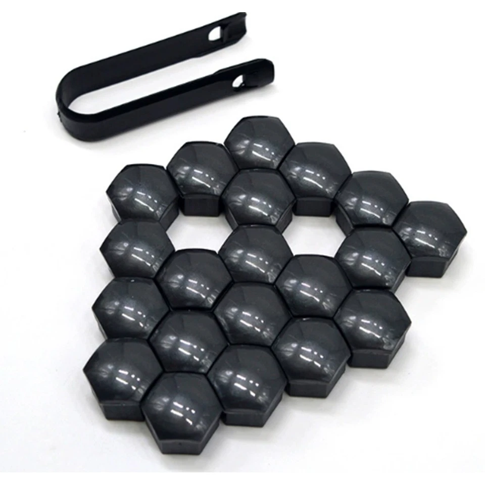 20pcs 17mm Gloss Black Wheel Bolt Nut Lug Covers Caps With Remove Tool For Audi - Image 1 of 4