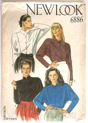 1980's New Look Misses' Blouse Pattern 6886 Size 8-18 UNCUT - Image 1 of 2