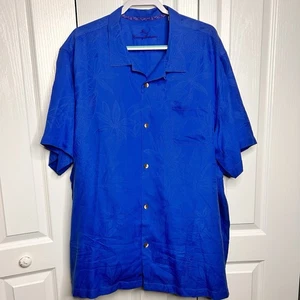 Tommy Bahama Tropic Isles Blue Collared Button Down Short Sleeve Shirt Silk XXXL - Picture 1 of 9
