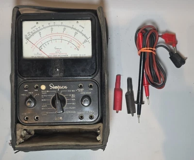 Simpson 260 Series 6P Multimeter w/ Leads, Hard Roll-up Case - For Repair/ Parts - Image 1 of 4