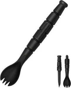 Tactical Spork 3-in-1 Camping Utensil with Hidden Cutter, 1 Pack, Black - Picture 1 of 5