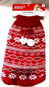 Friends Forever Classic Red Holiday Sweater Turtleneck Pom Poms Size Small NEW - Picture 1 of 3