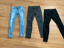 Hollister American Eagle Mens 28x30 Super Skinny Blue Black Gray Jeans Lot Of 3