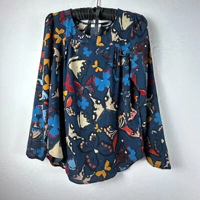 Blusa Anthropologie Weston Mujer Estampado Mariposa Pequeña Multicolor Manga Larga Foto 1 de 4