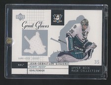 2003 Upper Deck JEAN-SEBASTIEN GIGUERE Great Gloves game jersey #GG-JG Ducks 