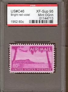 Scott #C46 1952 80c Red Violet PSE Encapsulated XF-Superb 95 Mint OGnh SMQ $60 - Picture 1 of 1