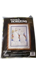 VTG NOS Monarch Horizons White Cats Candlewicking Kit Janlynn Sealed CR152 - Picture 1 of 7
