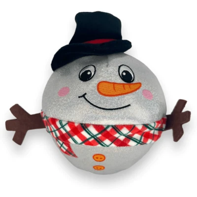 Merry and Bright Snowman Bounce Crinkle Ball Round Dog Toy Winter Christmas - Image 1 of 4