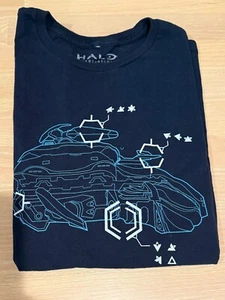 Camisa azul GRANDE con estampado plano esquemático Halo Legendary Wraith en excelente estado para hombre - Imagen 1 de 2