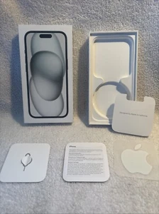 Apple iPhone 15 Black 128GB (Empty Box Only) + Booklet, Sim Key, Sticker - Photo 1 sur 2