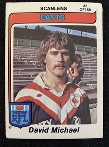 1980 Scanlens rugby league NRL card #33 David Michael Eastern Suburbs Roosters - Picture 1 of 2