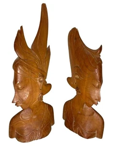 Zwei nepalesische Büsten, aufwendige Holzschnitzereien, schöne Merkmale Ohrringe Haare - Bild 1 von 22