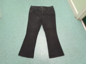 Vaqueros auténticos de mezclilla corte bota talla 16 pierna 28" negros descoloridos para dama - Imagen 1 de 5