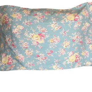 PB Pottery Barn Teen Kissenbezug Standard 2er Set blau mit rosa gelben Blumen - Bild 1 von 7