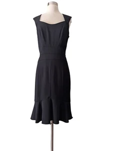 WHITE HOUSE BLACK MARKET Kleid schwarz ärmellos gepunktetes Futter Gr. 10 - Bild 1 von 8