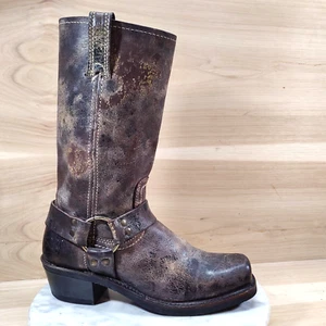 Frye Harness Biker-Stiefel Damen 7,5 M braun eckige Zehenpartie Motorrad abgenutzt - Bild 1 von 11