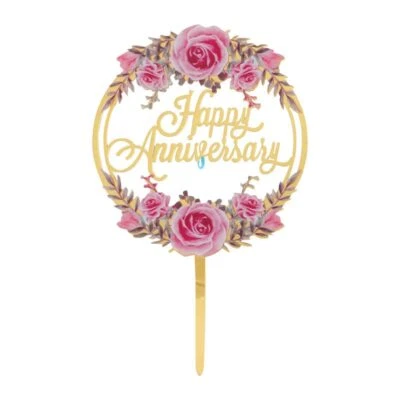 Feliz Aniversario Decoración de Pasteles para Fiesta 10 CM Foto 1 de 3