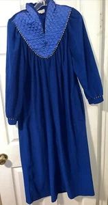 Vintage Cachet House Coat Small Velour Long Robe Night Gown Sleepwear USA Blue - Picture 1 of 9
