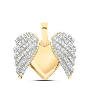 Colgante corazón ala diamante redondo oro amarillo 10kt para mujer 1 Cttw - Imagen 1 de 1