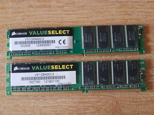 2GB 2x 1GB DDR1 PC3200 400 mhz Corsair Value Select RAM Modules. VS1GB400C3 - Picture 1 of 2