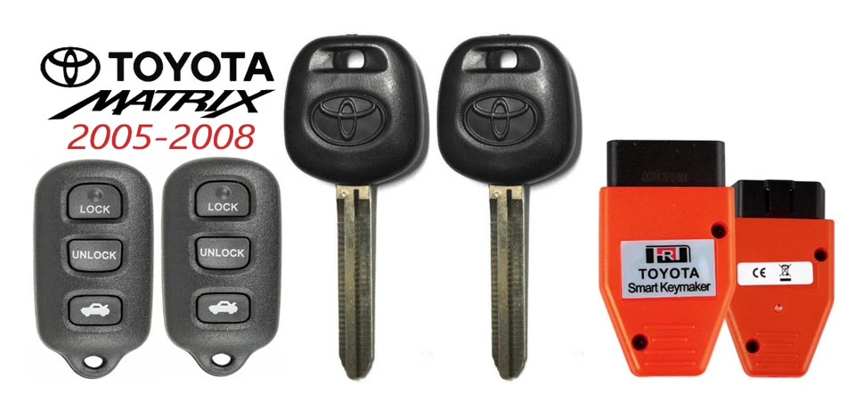 2 llaves chip Toyota MATRIX 44D DOT + control remoto de 4 botones GQ43VT14T + programador  Foto 1 de 2