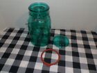 Vintage Ball Ideal Eagle Blue Mason Jar w/Blue Glass Lid & Wire Closure 7-1/2"T