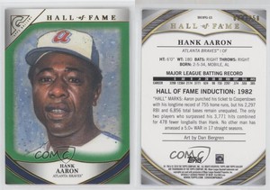 2019 Topps Gallery Hall of Fame Gallery Green /250 Hank Aaron #HOFG-13 HOF