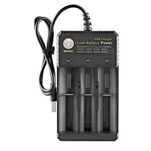 USB DC 5V 3-Slot Charger For 10440/16340/18350/18500/14650/26650 Lithium Battery - Picture 1 of 16
